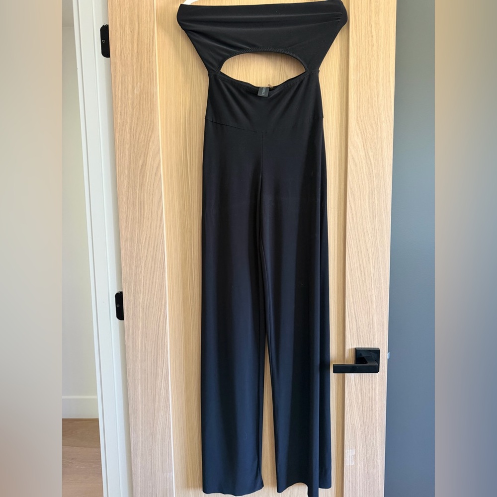 Norma Kamali Black Wide-Leg Jumpsuit Pants